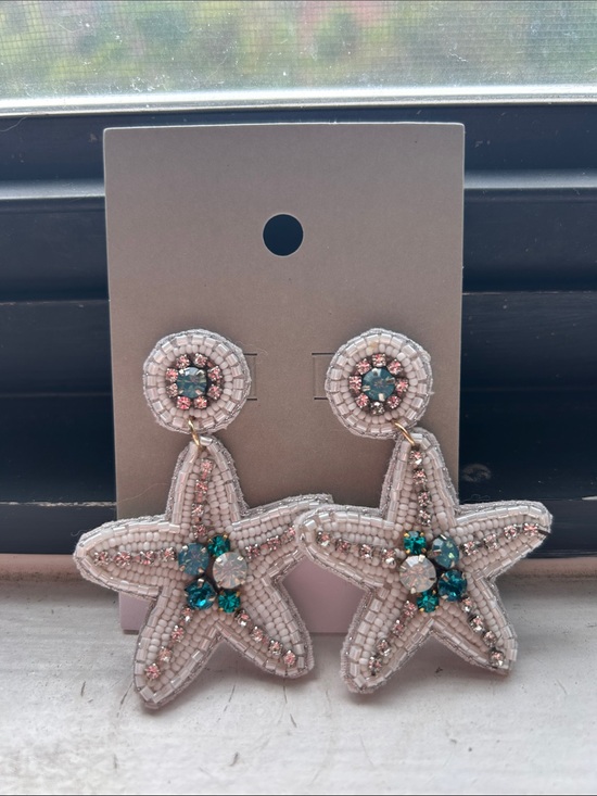 bp Jewelry - BP. Beaded Starfish Rhinestone Statement Drip Earrings